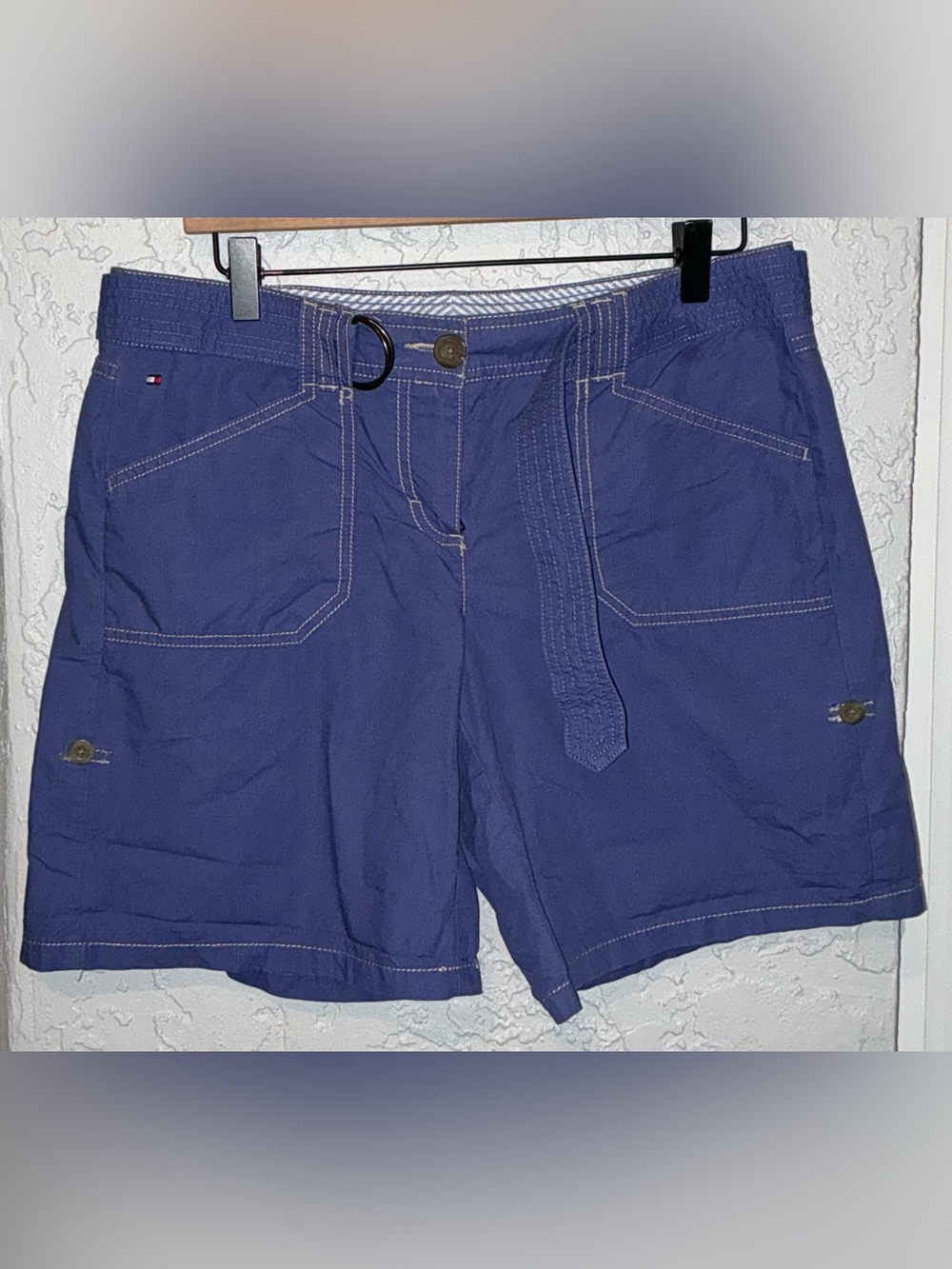 Tommy Hilfiger Navy Blue Shorts with Fabric Belt